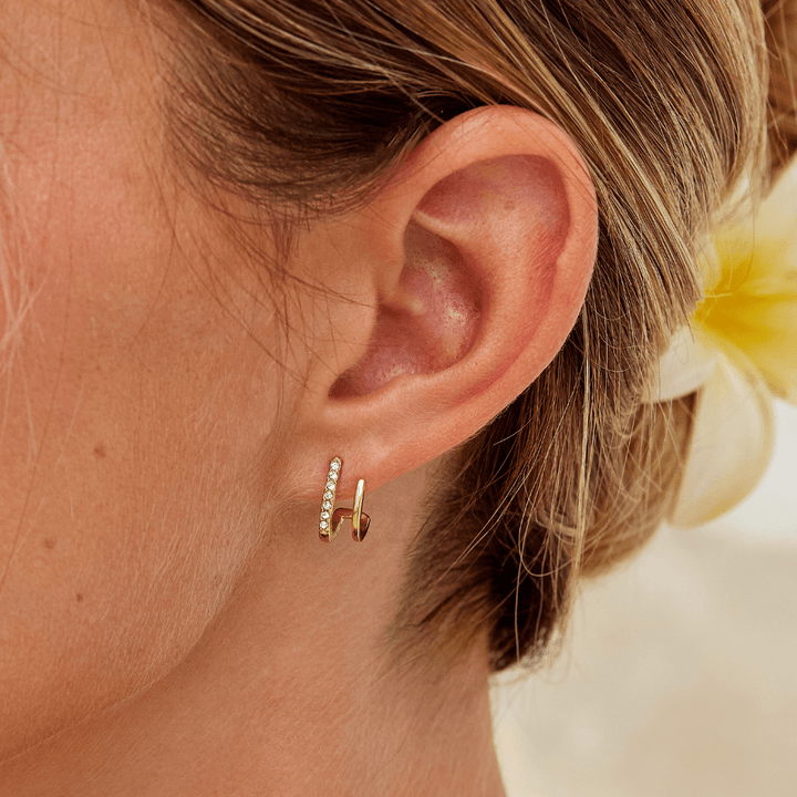 18K Zlato & Kristalni Kavljasti Uhani