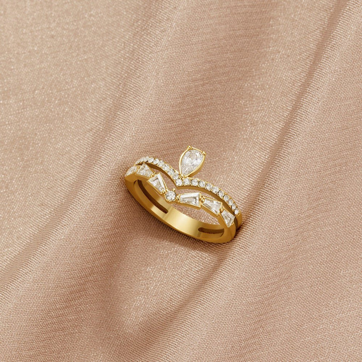 18K Zlati Lilly Kristalni Prstan