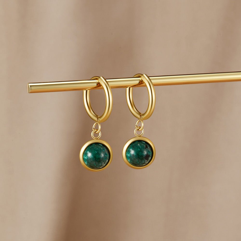 Amelia Green Stone Hoop Uhani