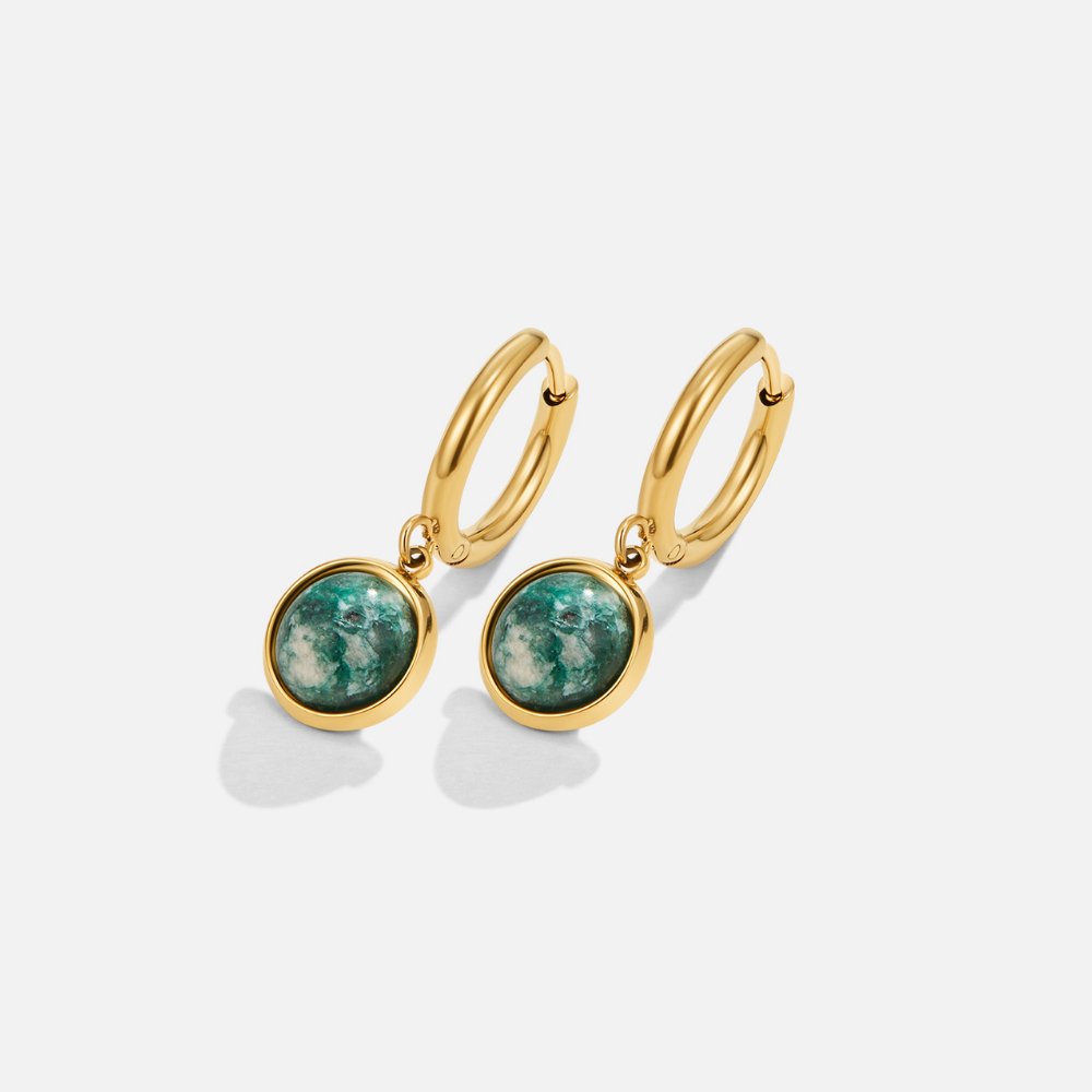 Amelia Green Stone Hoop Uhani