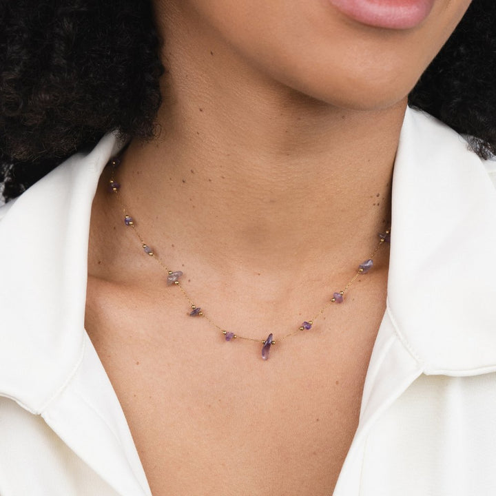 Amethyst Kristalna Ogrlica z Beadom