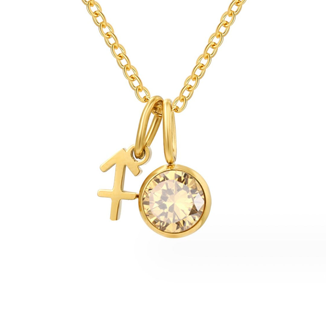 Astria Zodiakalna Ogrlica z Rožnim Kamnom