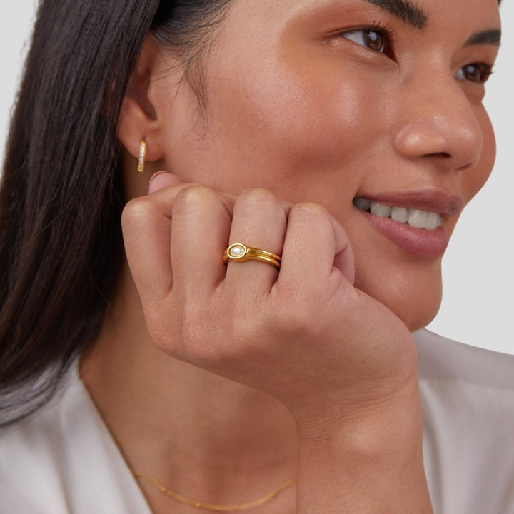 Chunky Pearl 18K Zlati Prstan