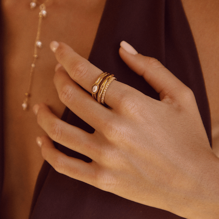 Chunky Pearl 18K Zlati Prstan
