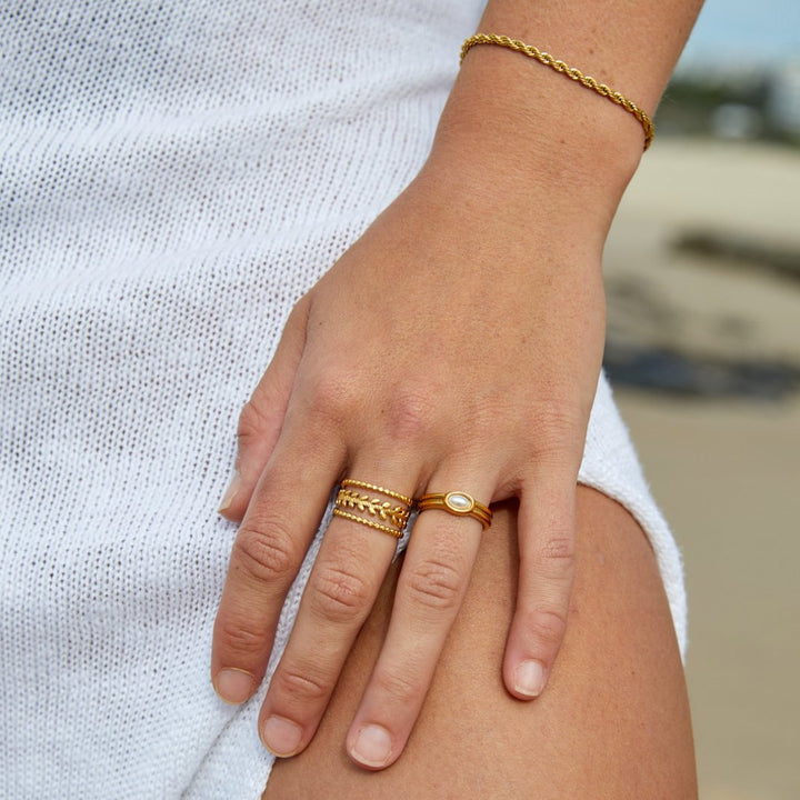 Chunky Pearl 18K Zlati Prstan