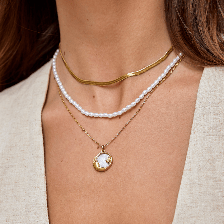 'Sanjarjenje v Oblakih' Ogrlica z Luno in Zvezdami