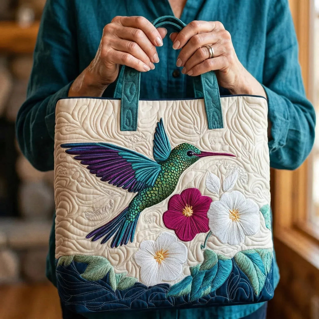 Ročno izdelana torba - Kolibri in cvetje