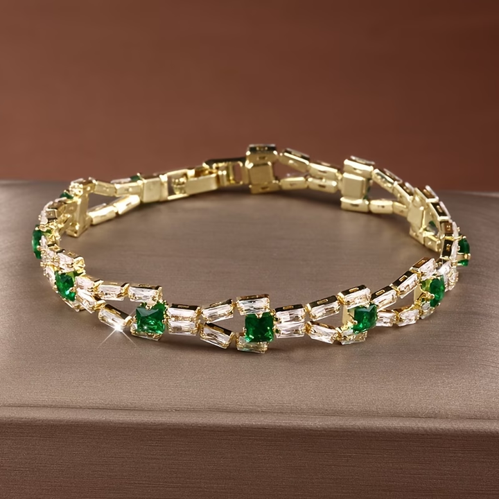 Eleganten Zeleni Kristalni Zlati Nakit