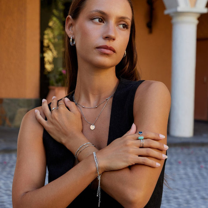 Večplastna srebrna Alia zapestnica
