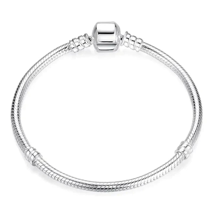 Preprosta srebrna zapestnica s charms