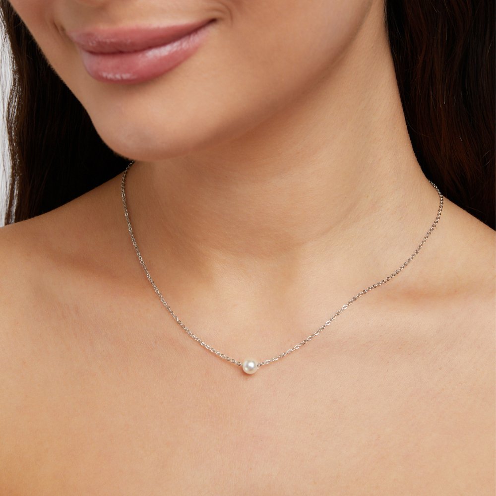 Ogrlica iz srebrne biserine Solitaire