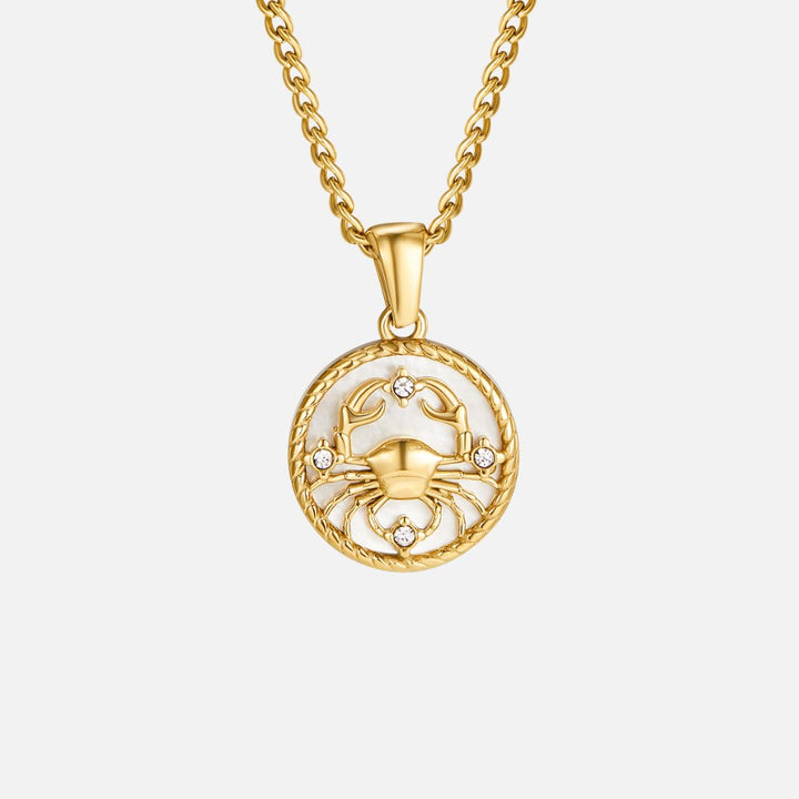 Ogrlica z zodiakalno kovanec iz belega školjke