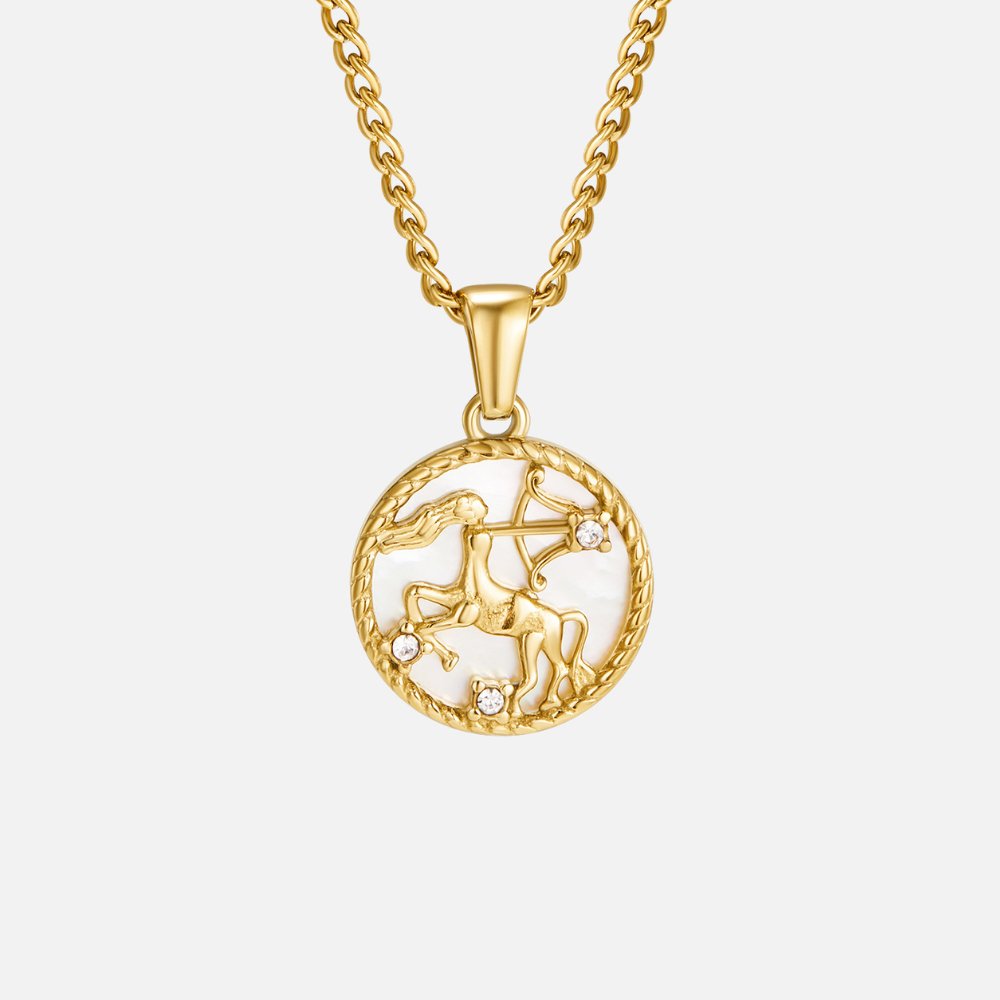 Ogrlica z zodiakalno kovanec iz belega školjke