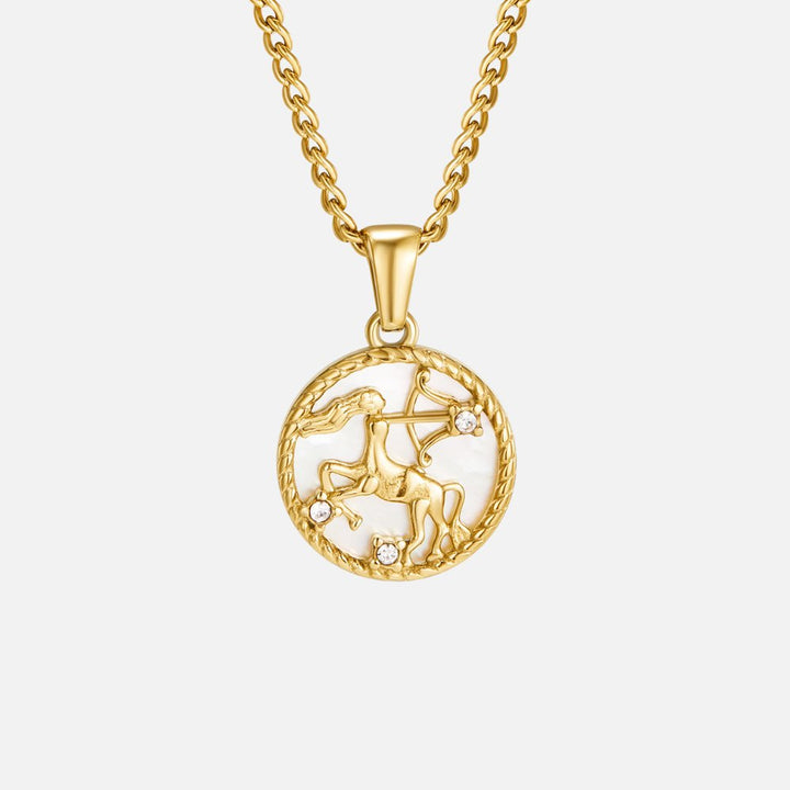 Ogrlica z zodiakalno kovanec iz belega školjke