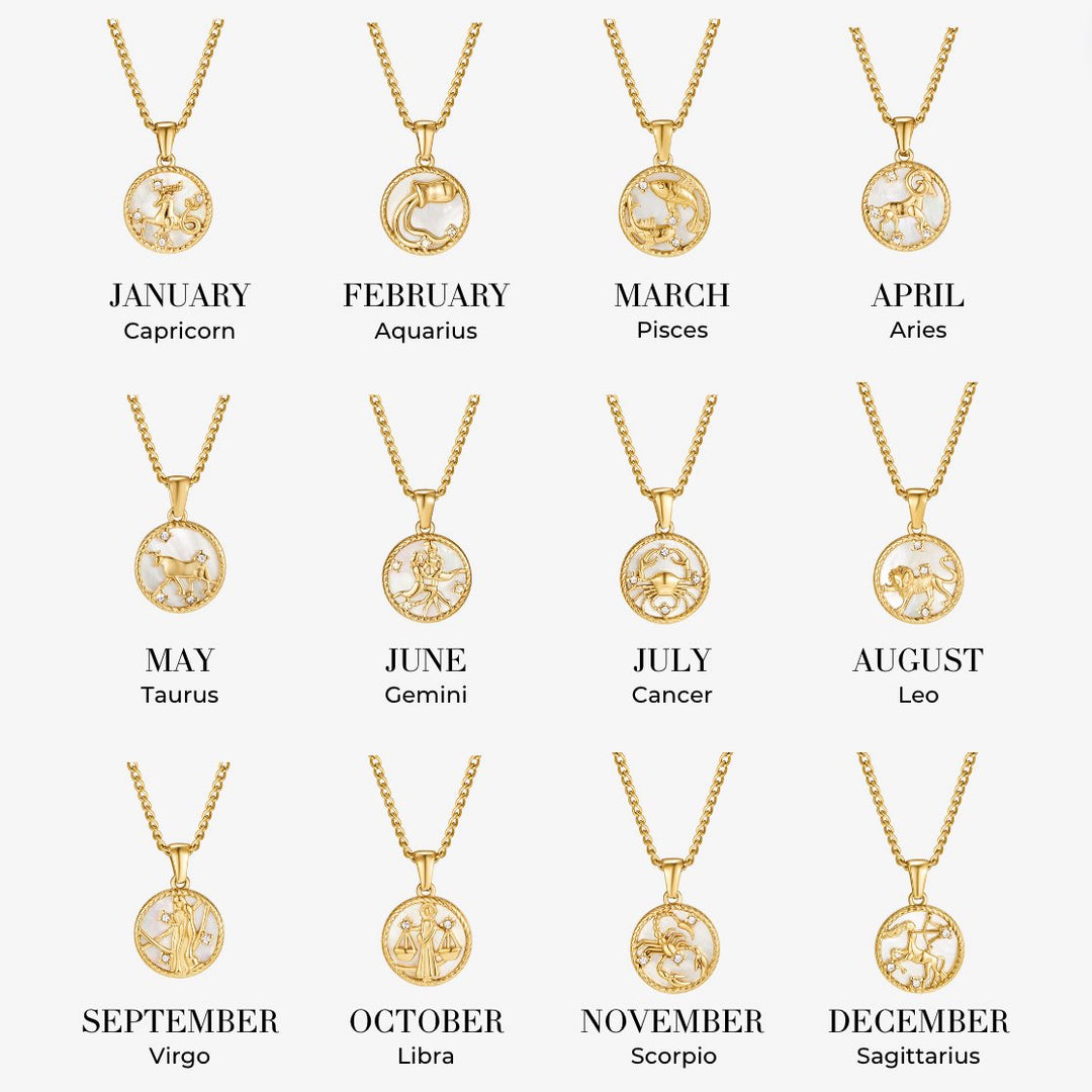Ogrlica z zodiakalno kovanec iz belega školjke
